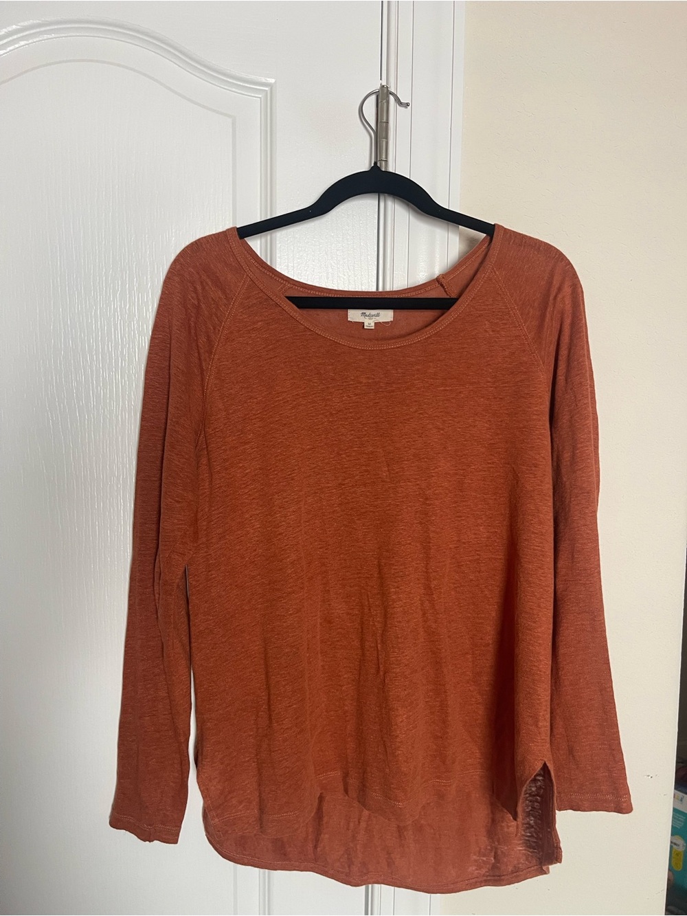 Madewell Rust Burnt Orange Long Sleeve Tee Shirt Women’s M Lightweight Slub